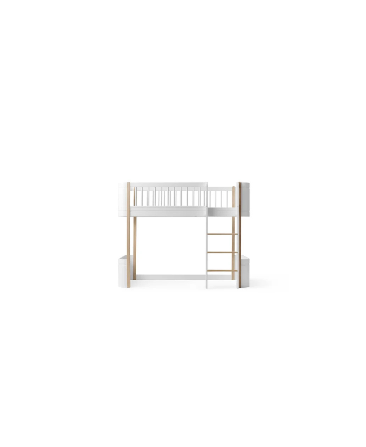 Lit mezzanine mi-haut mini+ OLIVER FURNITURE WOOD, blanc et chêne, Citron Grenadine