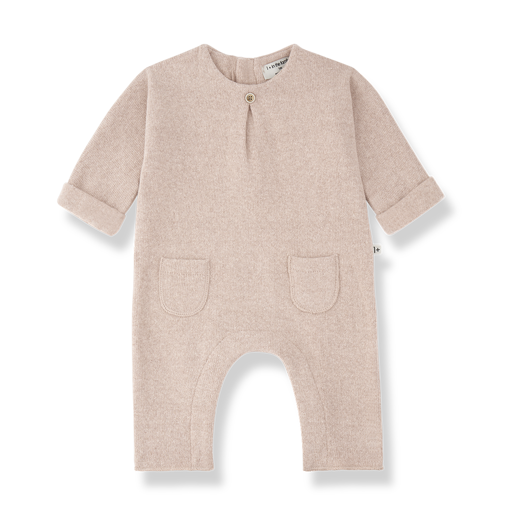 Besançon combi fleece romper in nude, baby wear by Citron Grenadine