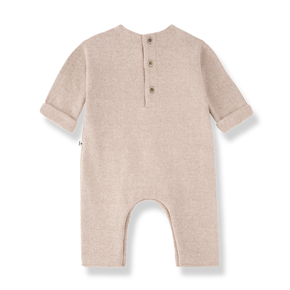 Besançon combi soft plain fleece nude baby romper by Citron Grenadine, 1+ in the Family