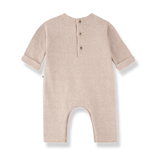 Besançon combi soft plain fleece nude baby romper by Citron Grenadine, 1+ in the Family