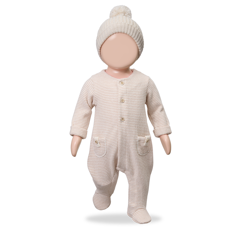 1+ IN THE FAMILY Metz doll pajama in nude stripes with pockets, Citron Grenadine