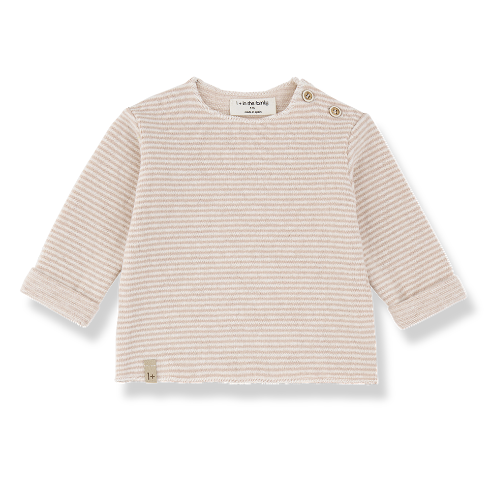 Aubin pull nude striped knit sweater for babies by Citron Grenadine (1+ IN THE FAMILY)