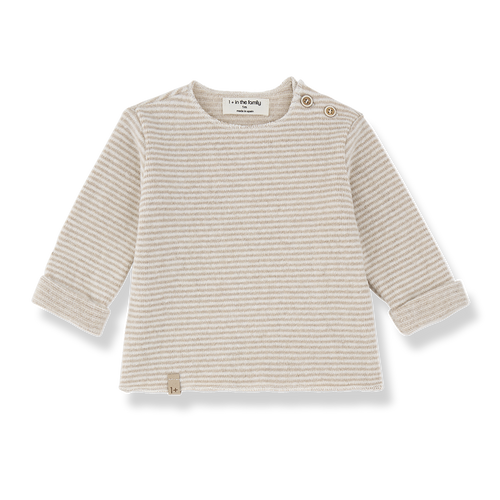 Aubin pull beige striped knit sweater for babies by Citron Grenadine