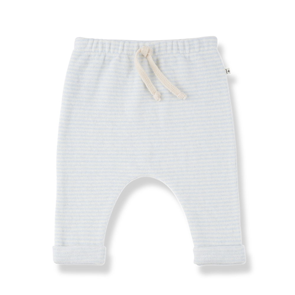 Antony pantalon ciel pour bébé, bas de pantalon rayé bleu clair avec cordon et revers