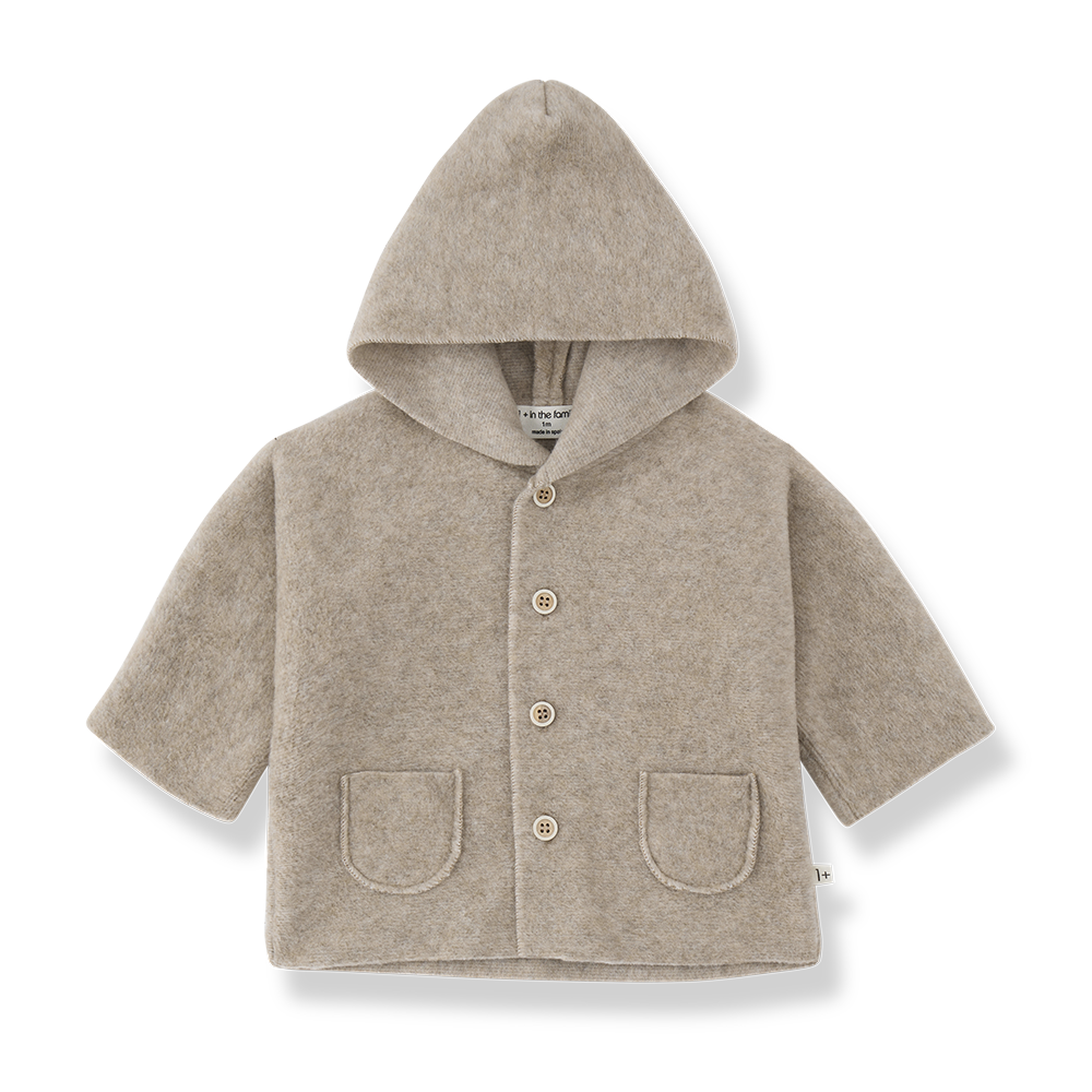 Veste polaire beige pour bébé avec capuche et poches, Menton, 1+ in the Family - Citron Grenadine