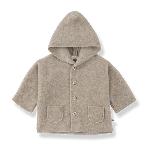 Veste polaire beige pour bébé avec capuche et poches, Menton, 1+ in the Family - Citron Grenadine