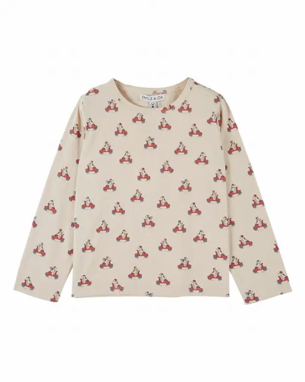 EMILE ET IDA t-shirt beige with allover small dog print