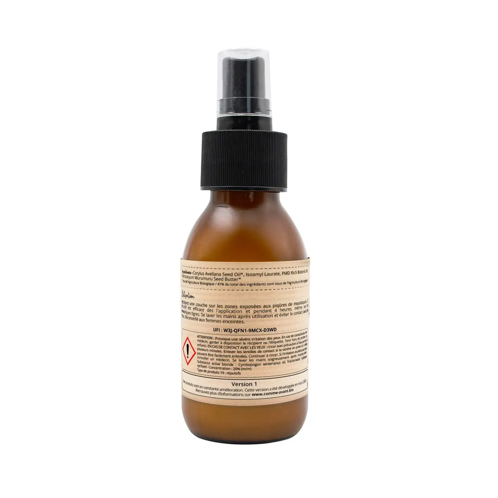 Répulsif anti-moustique liquide au beurre de murumuru, Citron Grenadine, spray ambré