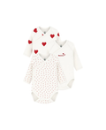 PETIT BATEAU lot de bodies en coton / coeur