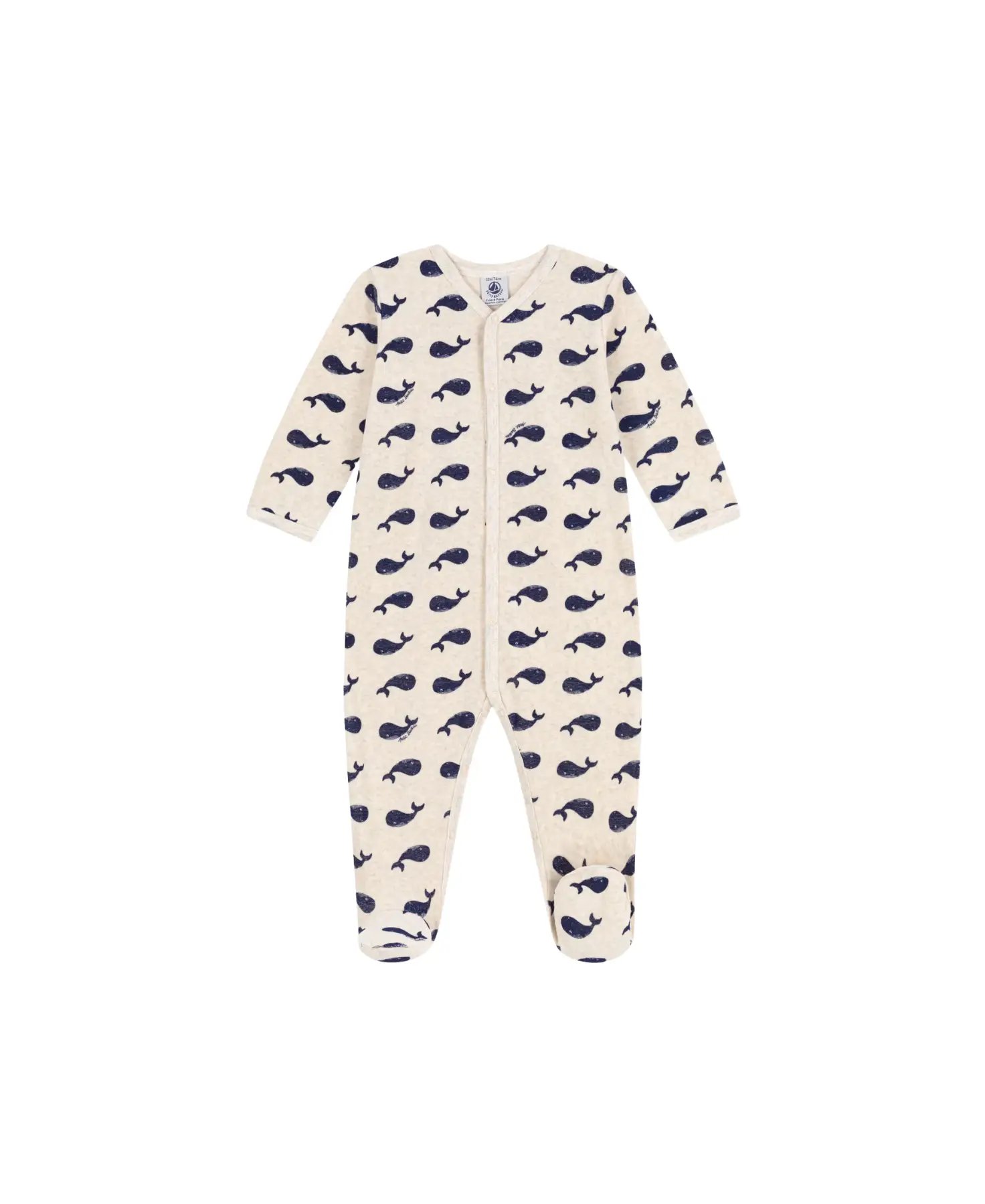 PETIT BATEAU Dors-bien bébé en velours / baleines