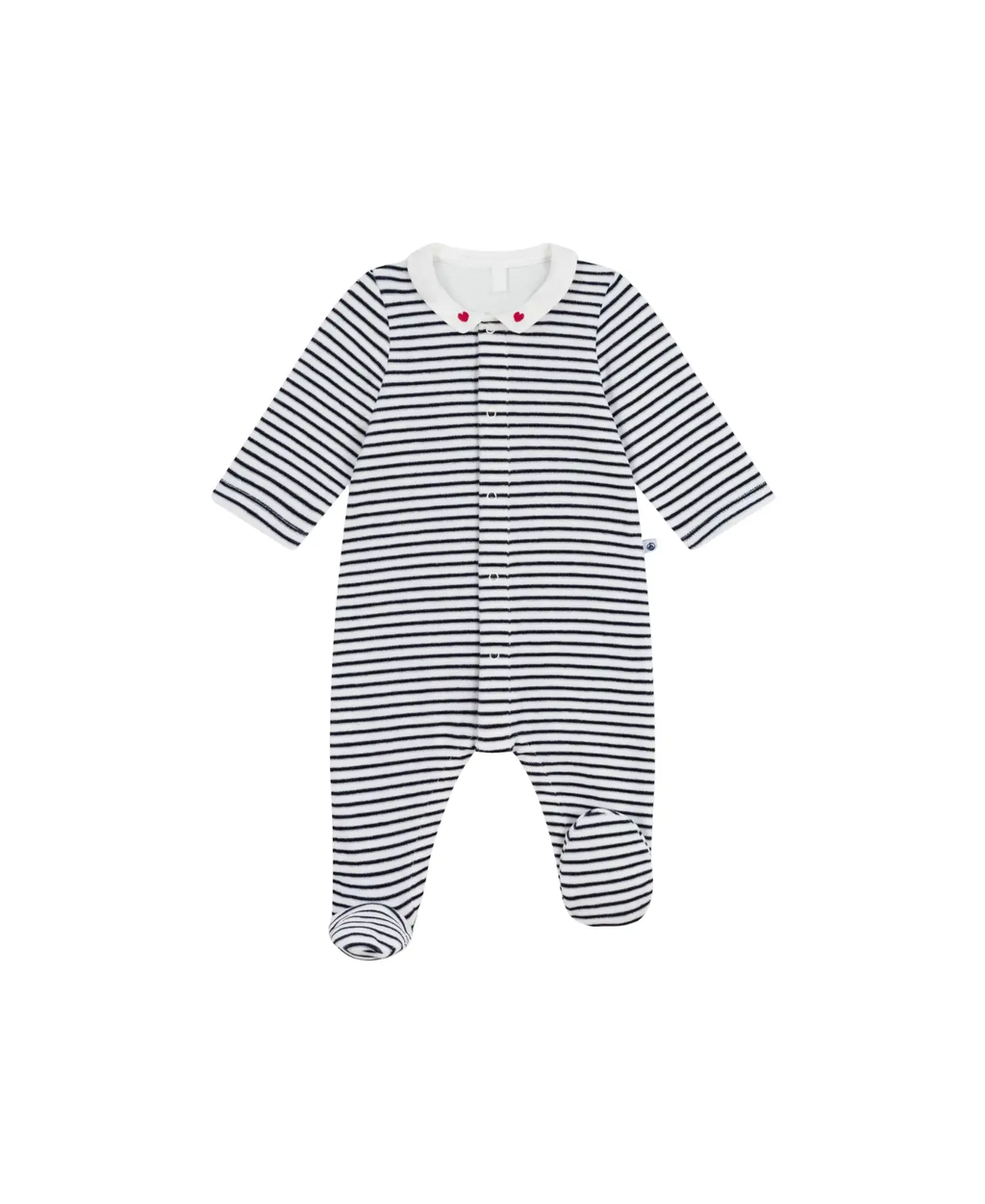 PETIT BATEAU Pyjama en velours avec col imprimé / rayures