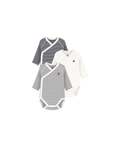 PETIT BATEAU lot de bodies en coton / rayures