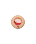 Donut sensoriel en bois rouge Petit Boum, jouet de dentition Citron Grenadine