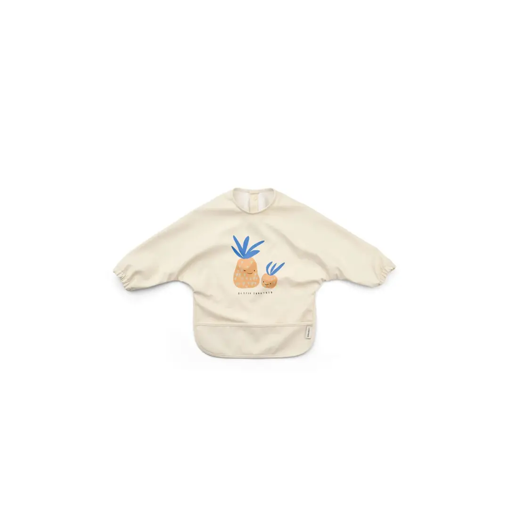 LIEWOOD bavoir Merle pineapple sandy bib in beige with blue pineapple illustration
