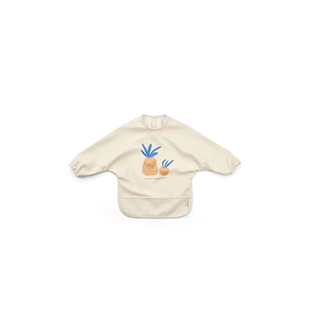 LIEWOOD bavoir Merle pineapple sandy bib in beige with blue pineapple illustration