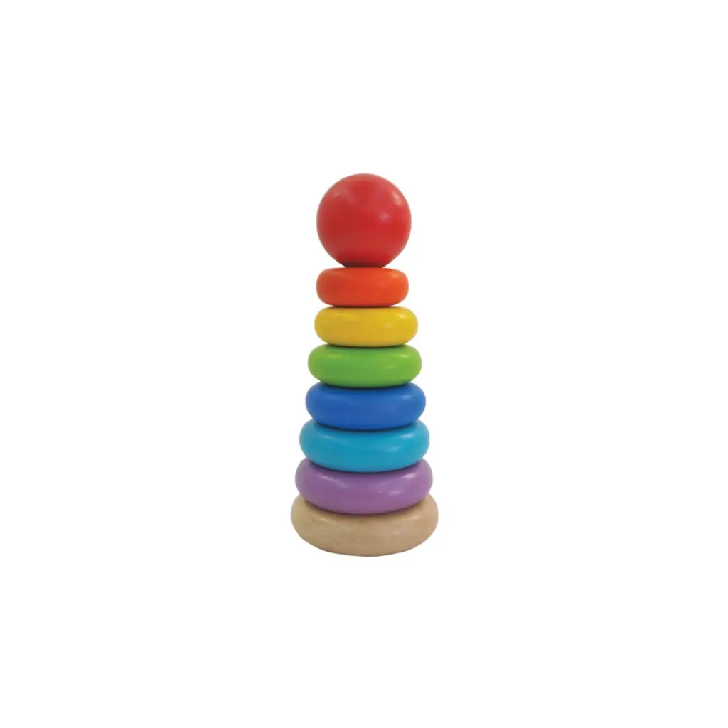 Plan Toys anneaux à empiler 12M+, jeu de tri en bois coloré par Citron Grenadine