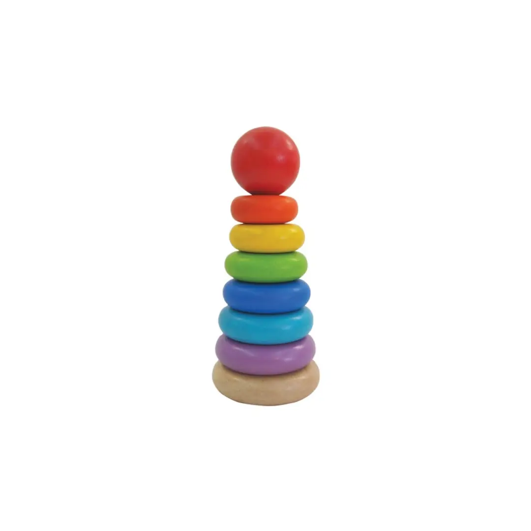Plan Toys anneaux à empiler 12M+, jeu de tri en bois coloré par Citron Grenadine