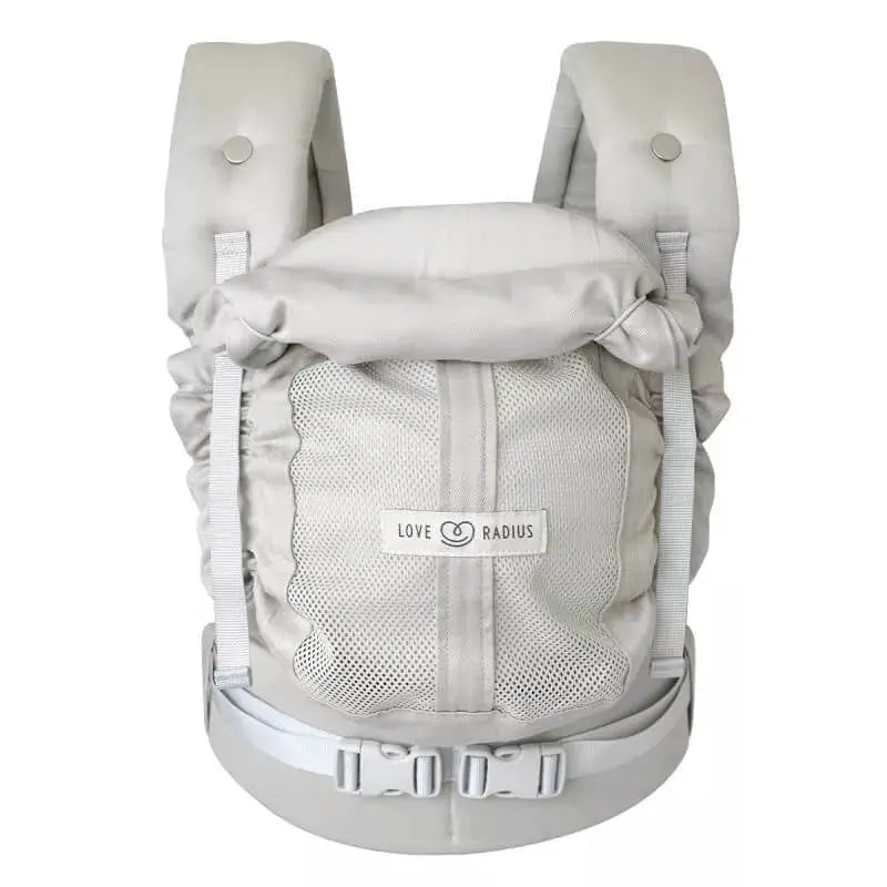 Love Radius PhysioCarrier 2 soft-structured baby carrier in white with mesh panel.