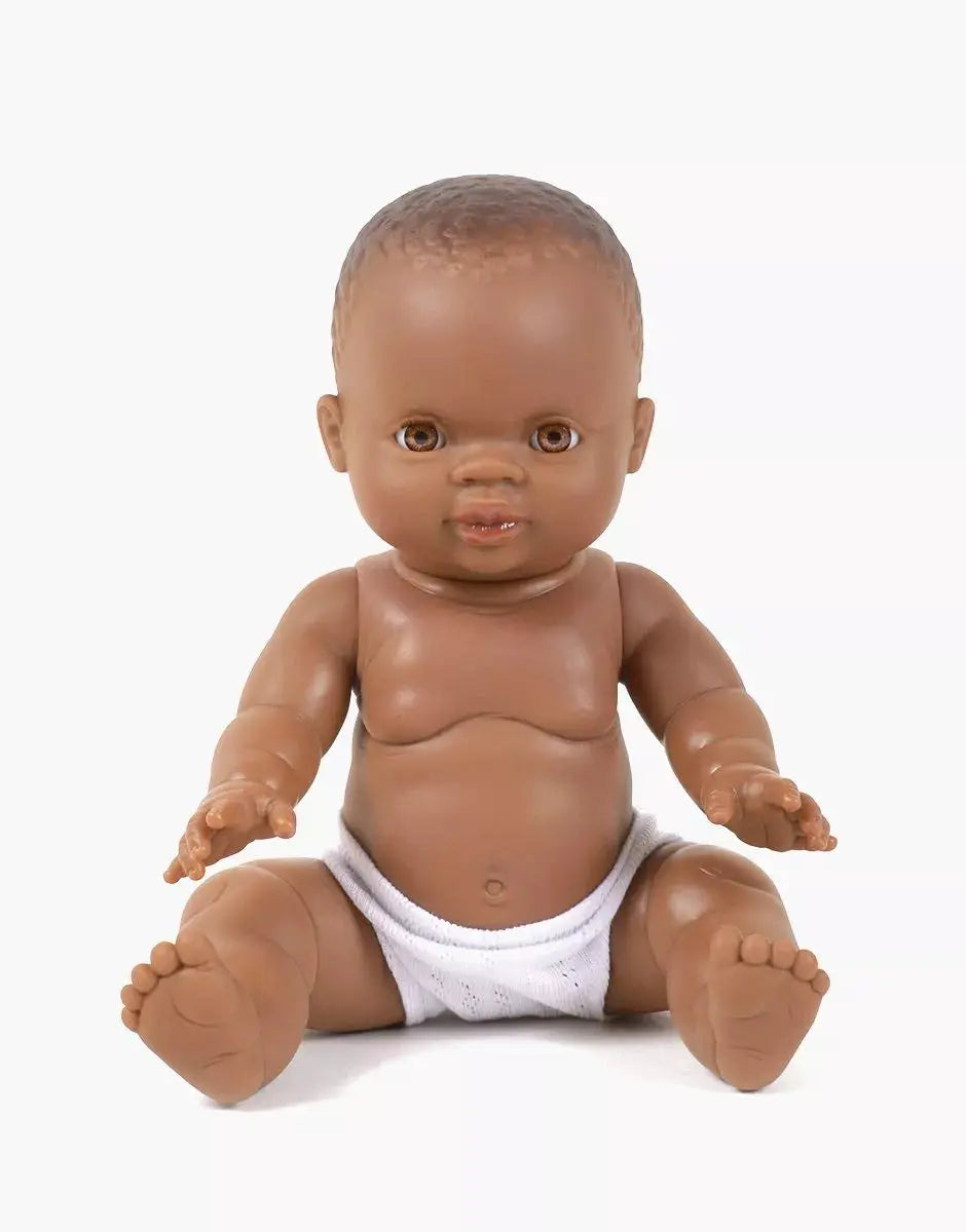 MINIKANE Zélie doll, 34 cm, brown skin, white diaper, Citron Grenadine