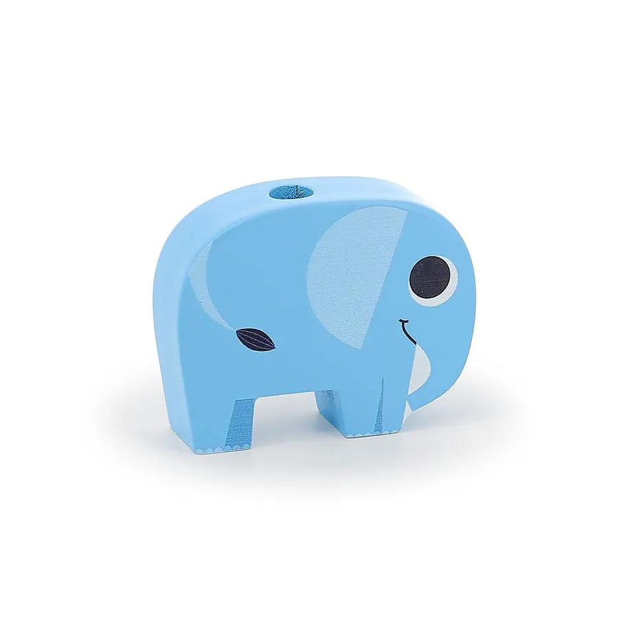 Éléphant en bois bleu pour empiler et trier, VILAC empil'animo 24m+