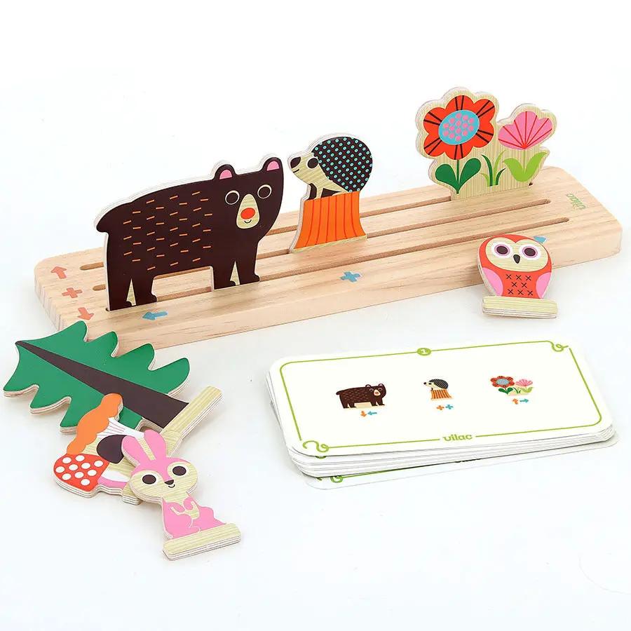 VILAC Oussassplass la forêt 3 ans+, jeu de plateau en bois pour enfants avec personnages animaux et fleurs