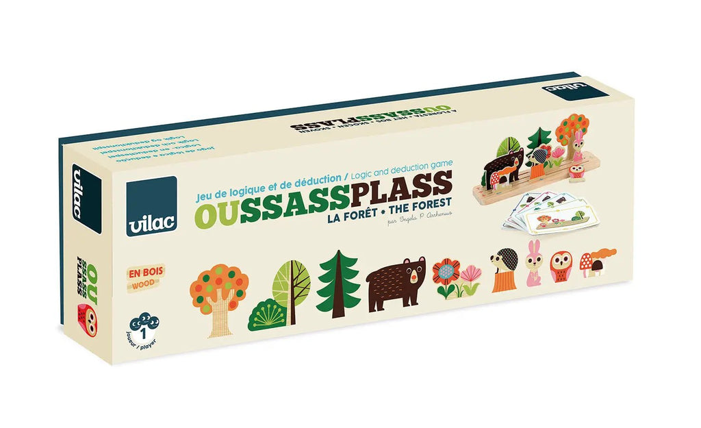 Oussassplass La Forêt board game by Vilac, wooden pieces for ages 3+