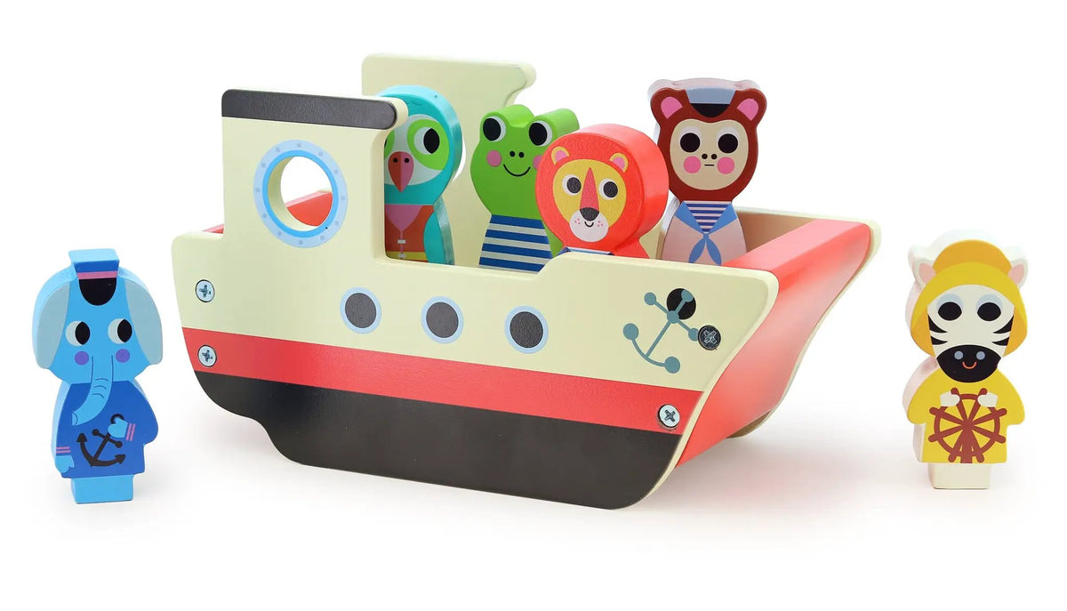 VILAC le bateau sonore des animaux en bois – jouet d’éveil bébé multicolore, Citron Grenadine