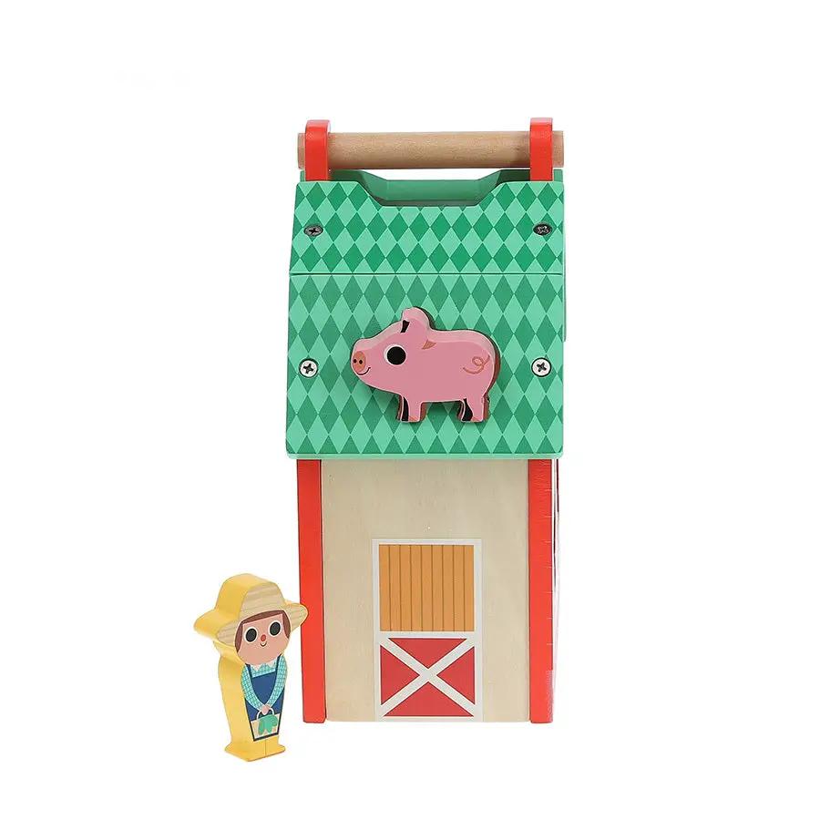 VILAC Ma Belle Ferme des Formes en bois - jouet éducatif avec ferme, cochon et fermier
