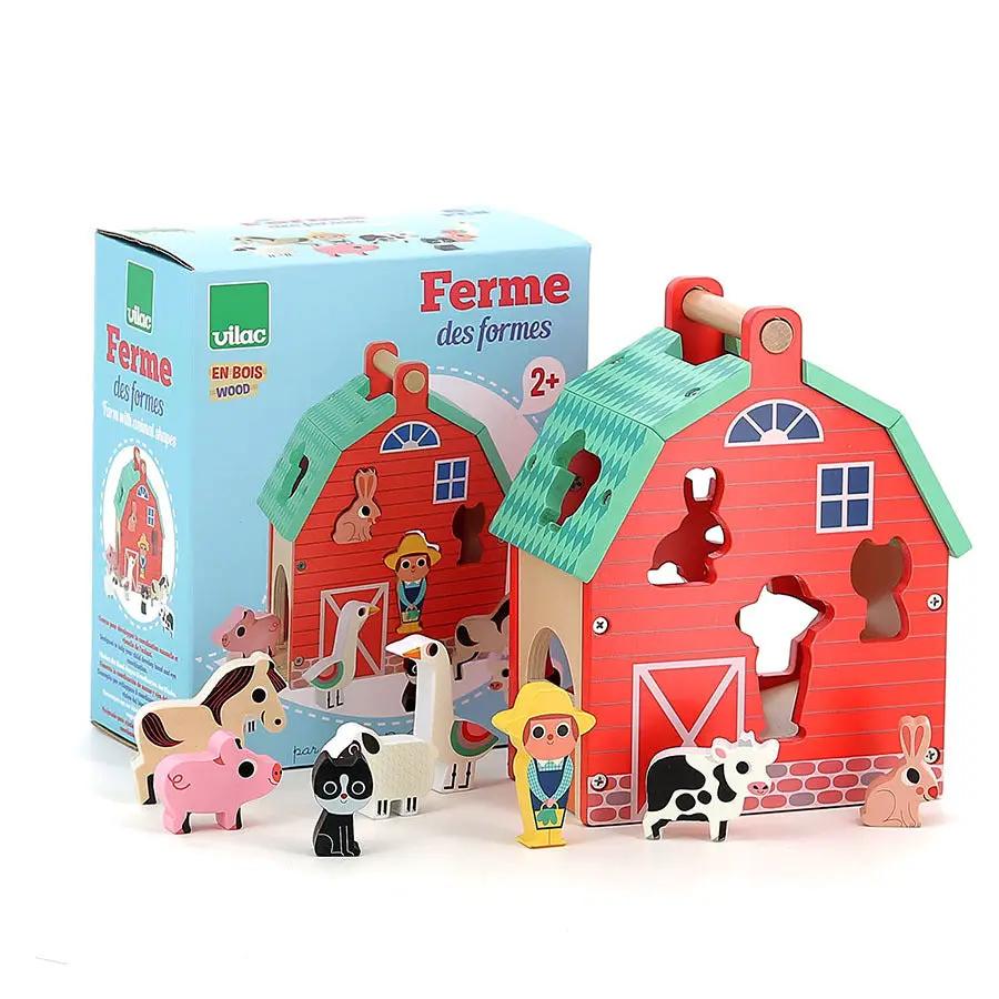 Ferme des formes en bois Vilac – jouet éducatif 24m+, fermier et animaux colorés