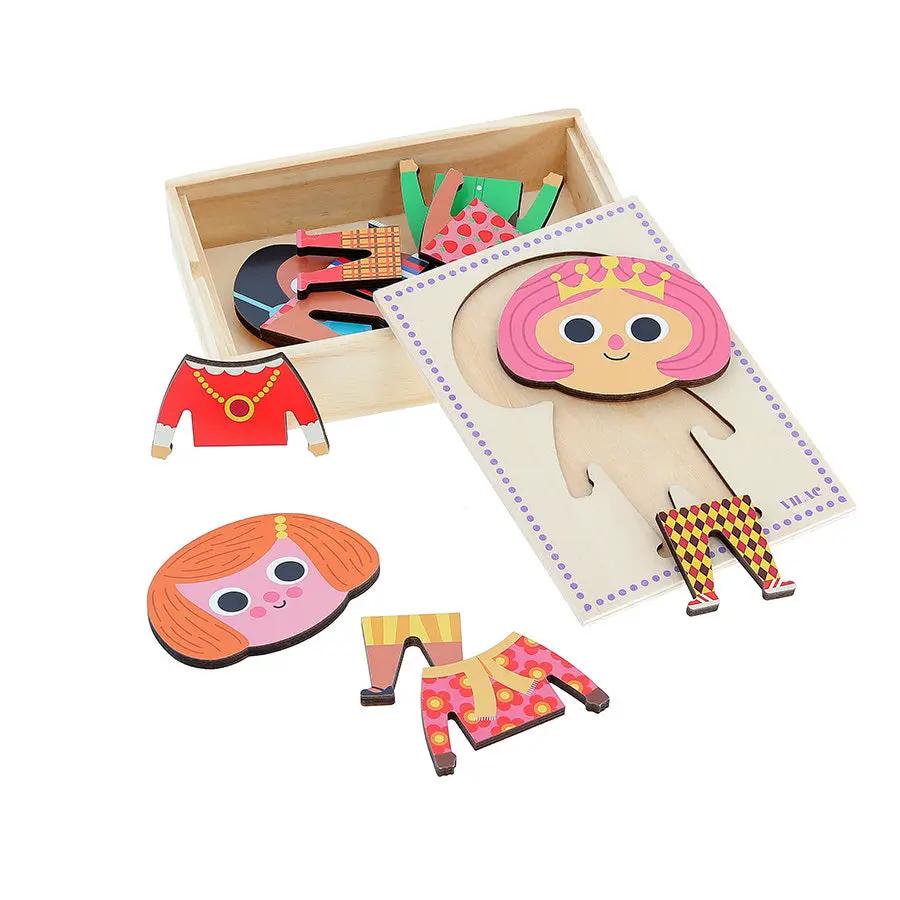 Puzzles Jade à habiller en bois pour 24m+, puzzle à encastrer par Citron Grenadine (VILAC)