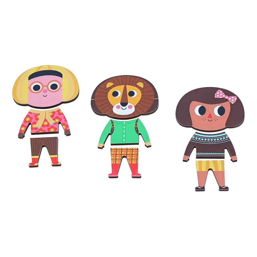 VILAC Jade à habiller puzzle à encastrement: 3 personnages colorés (deux filles et un lion)