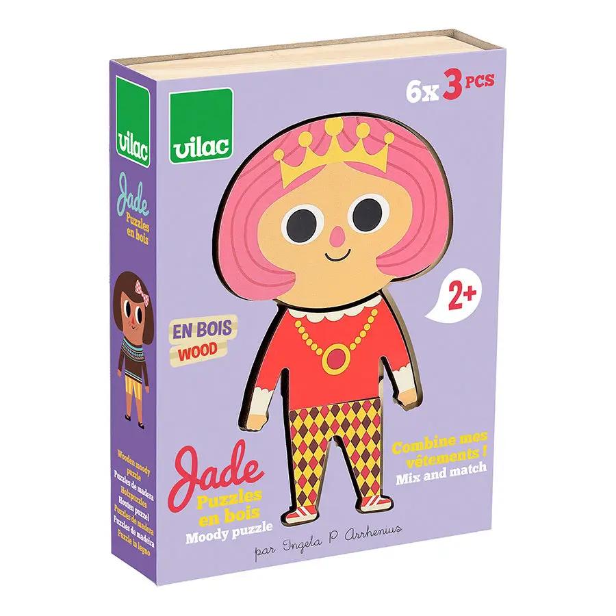 VILAC Jade à habiller puzzle en bois pour enfants 24m+, mix & match, 6x3 pcs