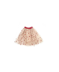 Jupe RATATAM jupon célestine beige à petits coeurs rouges, ceinture rouge Citron Grenadine