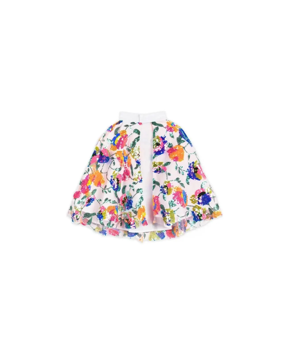 RATATAM cape paradis by Citron Grenadine; white floral cape with colorful blossoms and white collar