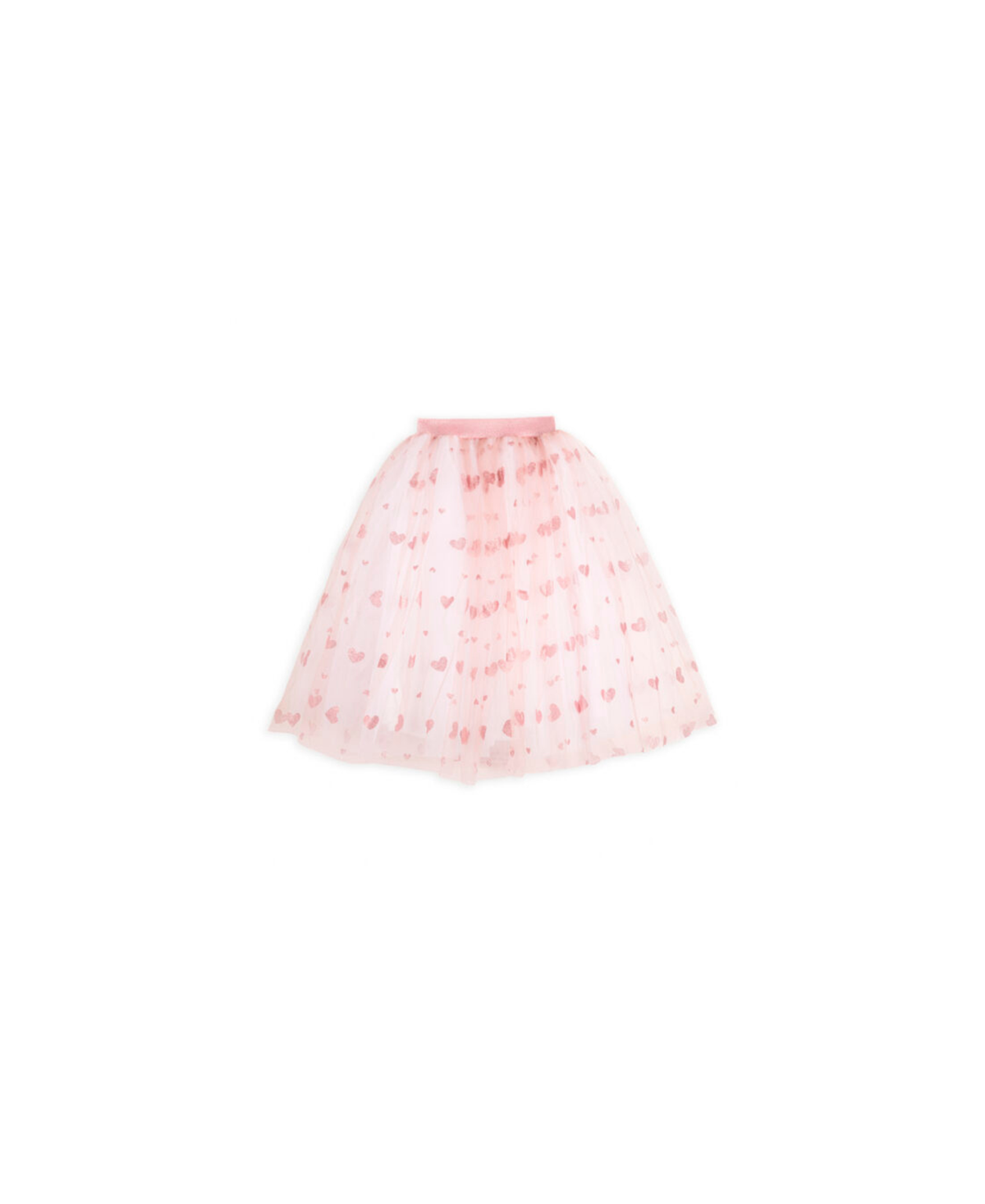 RATATAM jupon long pink tulle skirt with heart prints