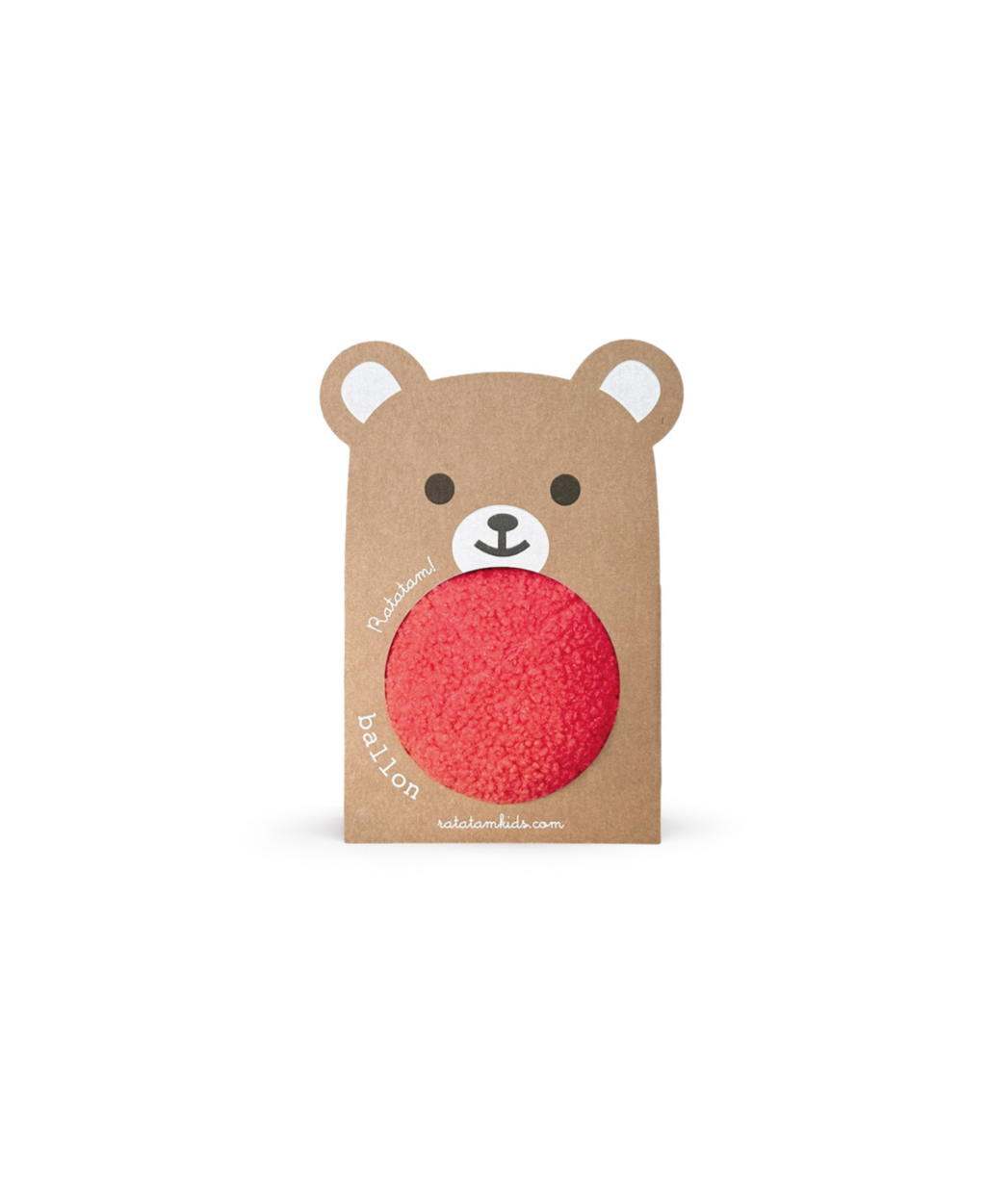 Ratatam balle ourson peluche rouge dans emballage en carton kraft Citron Grenadine