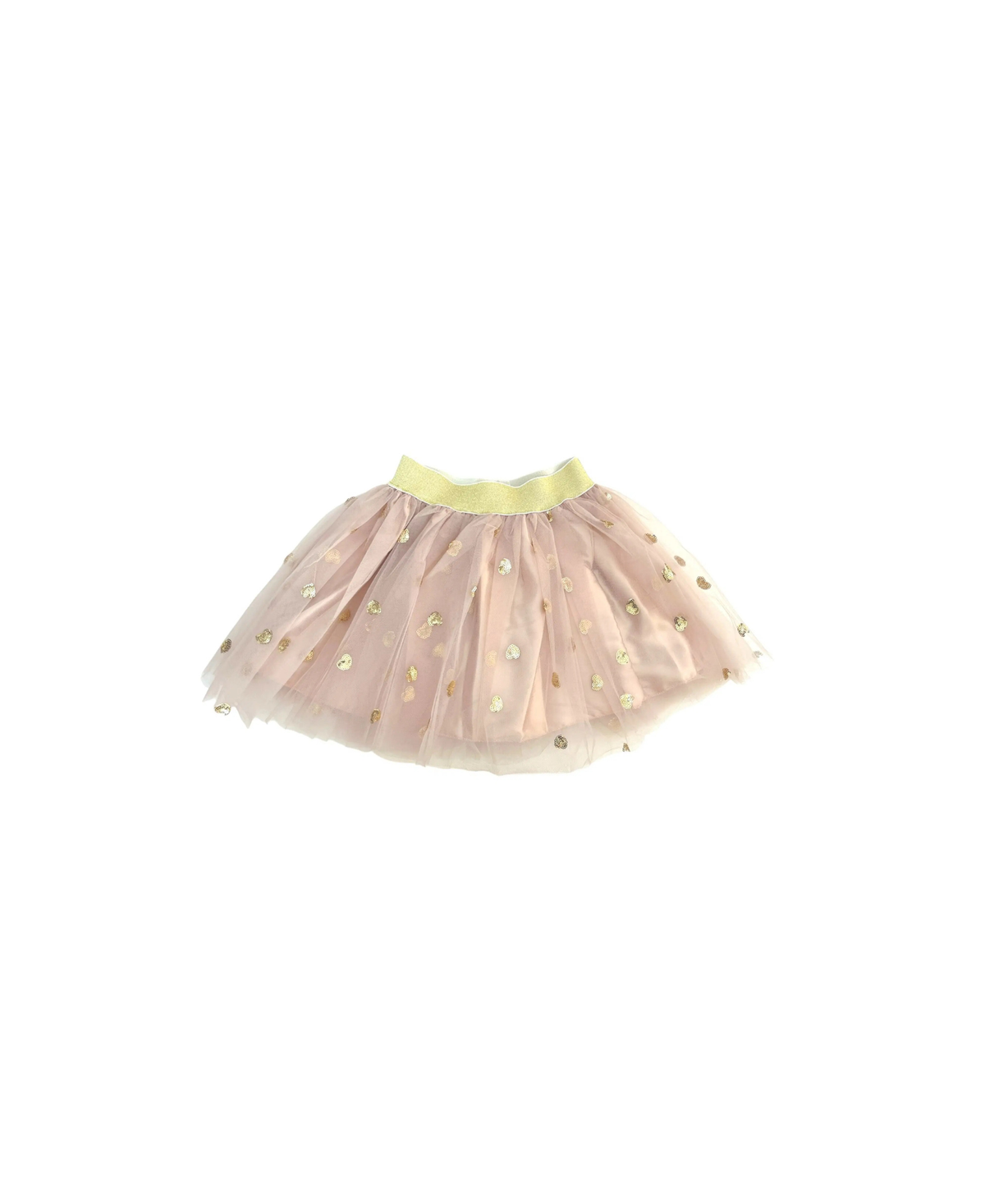 Jupe RATATAM Joséphine courte beige avec cœurs dorés en tulle, Citron Grenadine