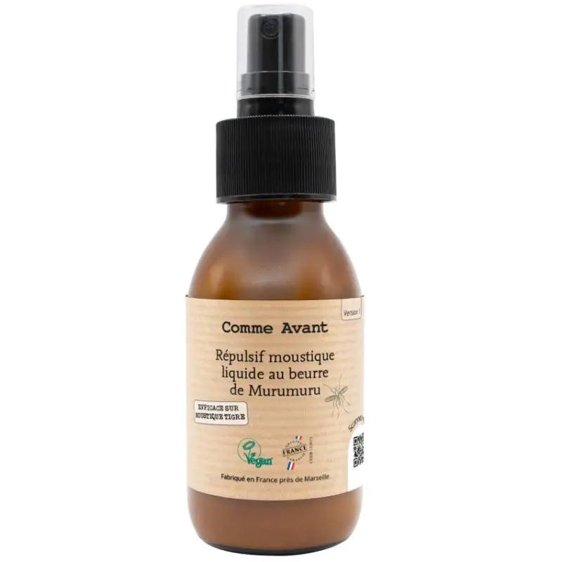 Comme Avant répulsif moustique liquide au beurre de Murumuru; spray brun en bouteille en verre