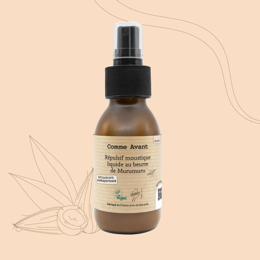 Répulsif moustique liquide au beurre de murumuru COMME AVANT – spray ambré, marque Citron Grenadine