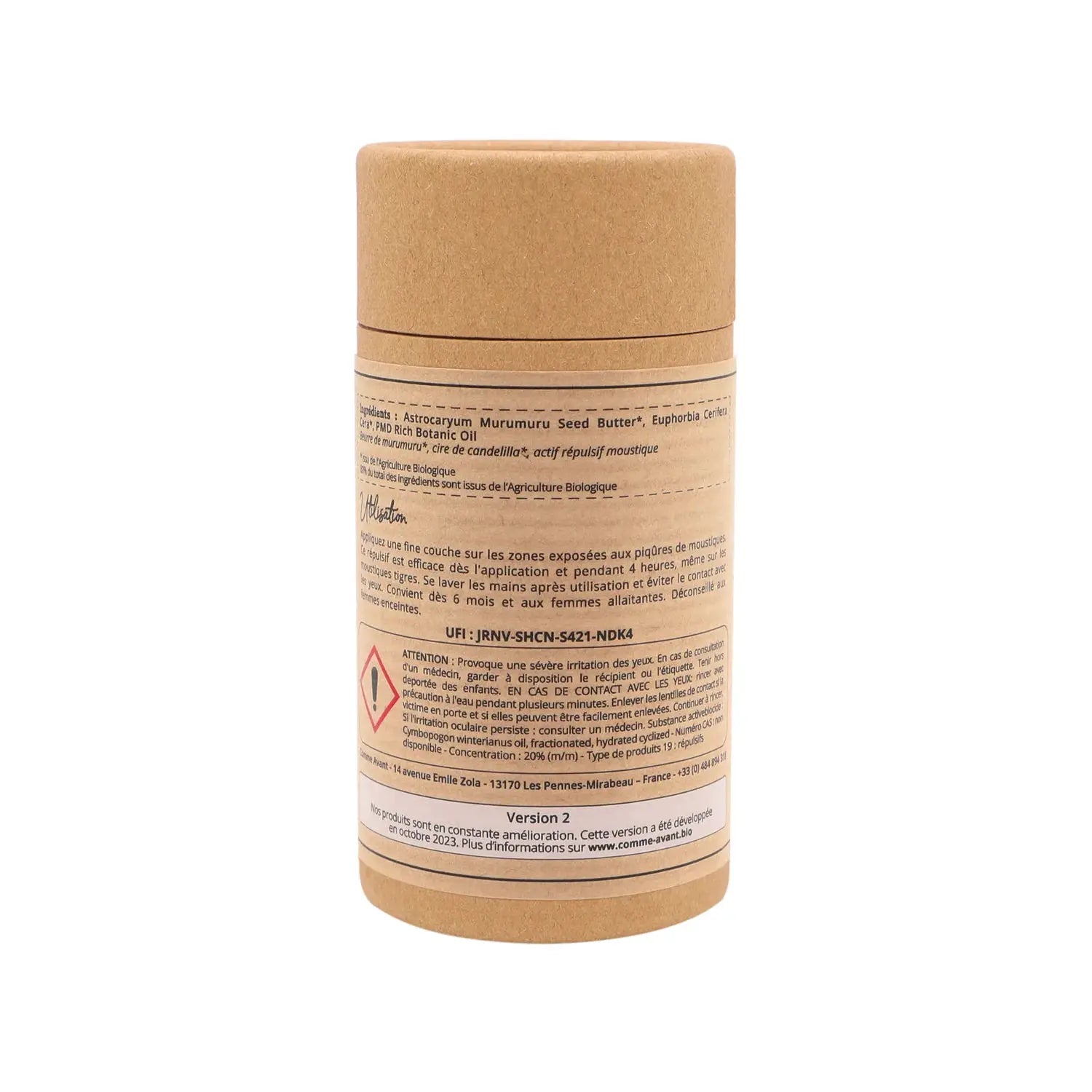Répulsif anti-moustique solide au beurre de murumuru, Citron Grenadine, emballage kraft