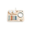 SEBRA panneau d'activité musical pour bébé 12m+ en bois naturel; xylophone pastel et grand cercle gris-vert, logo SEBRA.