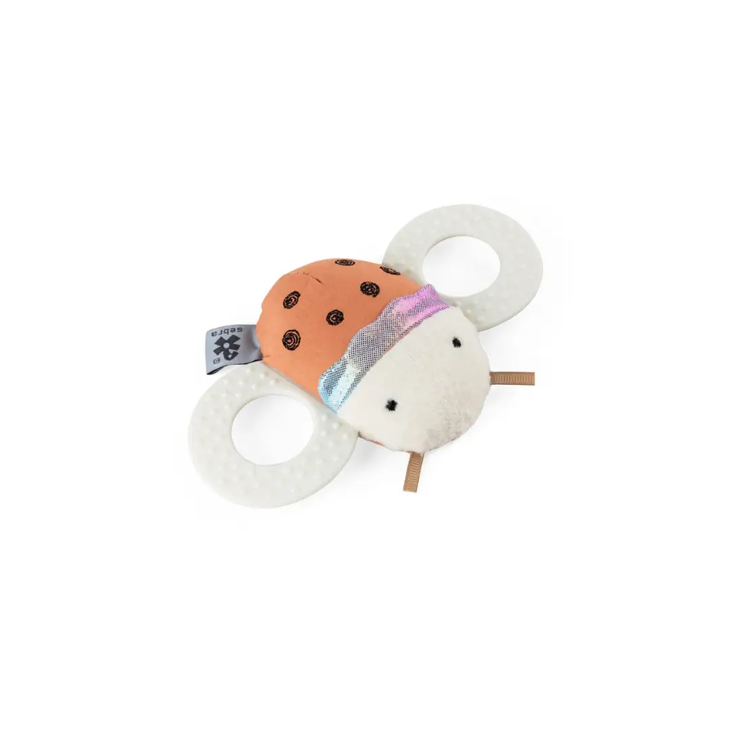 SEBRA Luca the ladybird teether by Citron Grenadine; plush toy with two white textured ring handles