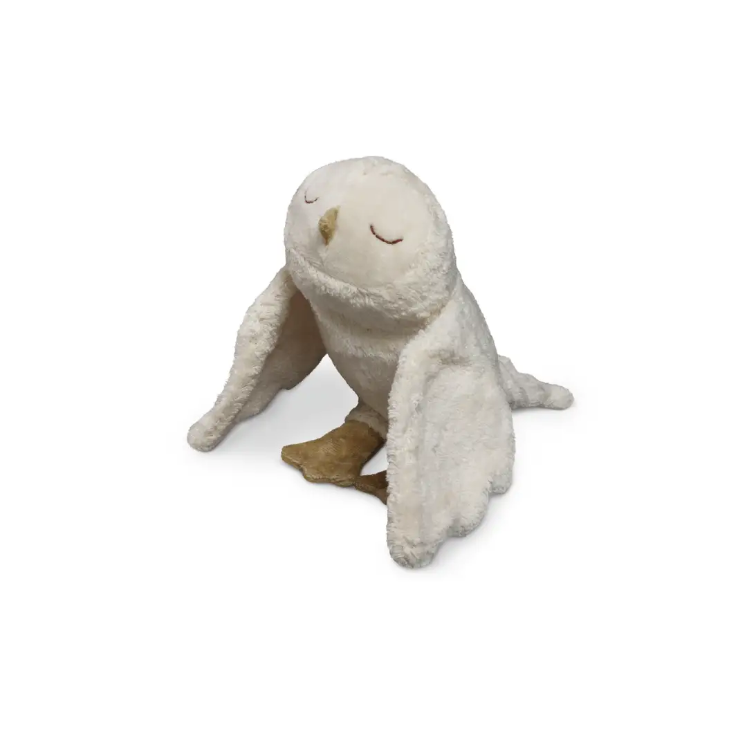 SENGER doudou bouillotte chouette plush owl by Citron Grenadine, off-white with brown beak
