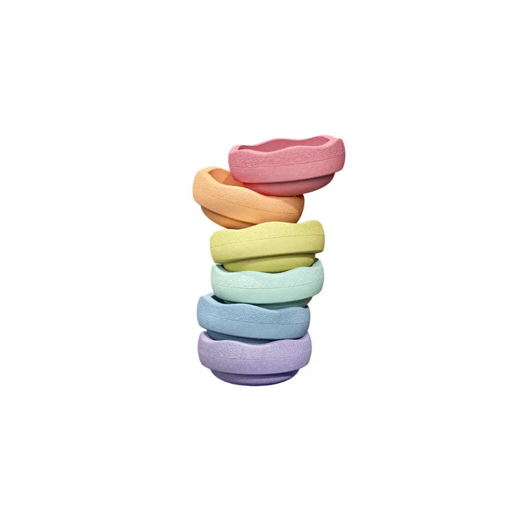 STAPELSTEIN original rainbow set pastel interlocking blocks, 7-piece Citron Grenadine