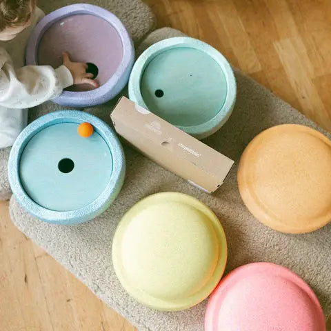 Rolling Discs Cool Pastel set with six pastel discs for construction play