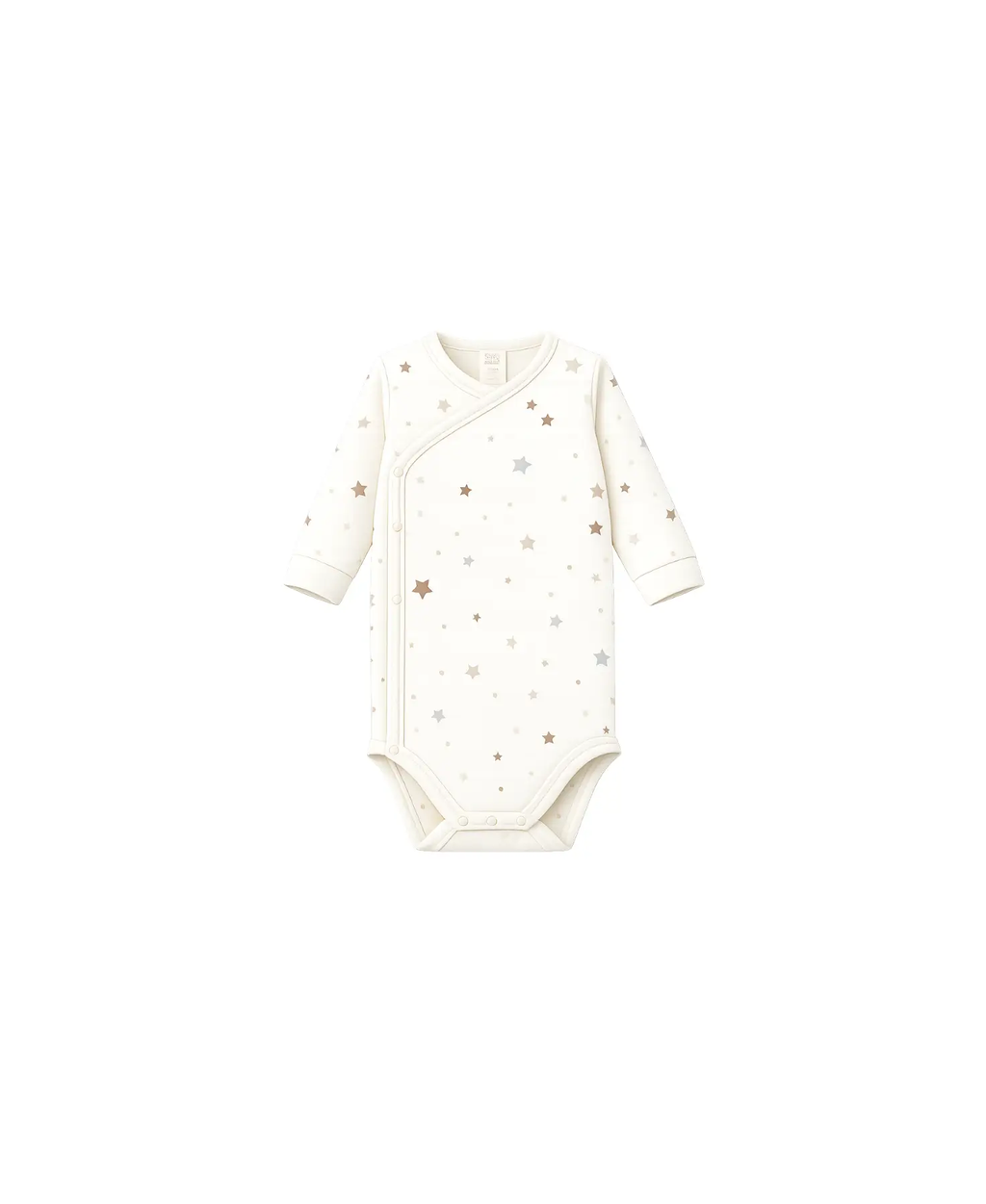 MORE THAN BABIES body / stars baby onesie by Citron Grenadine, cream with metallic star print