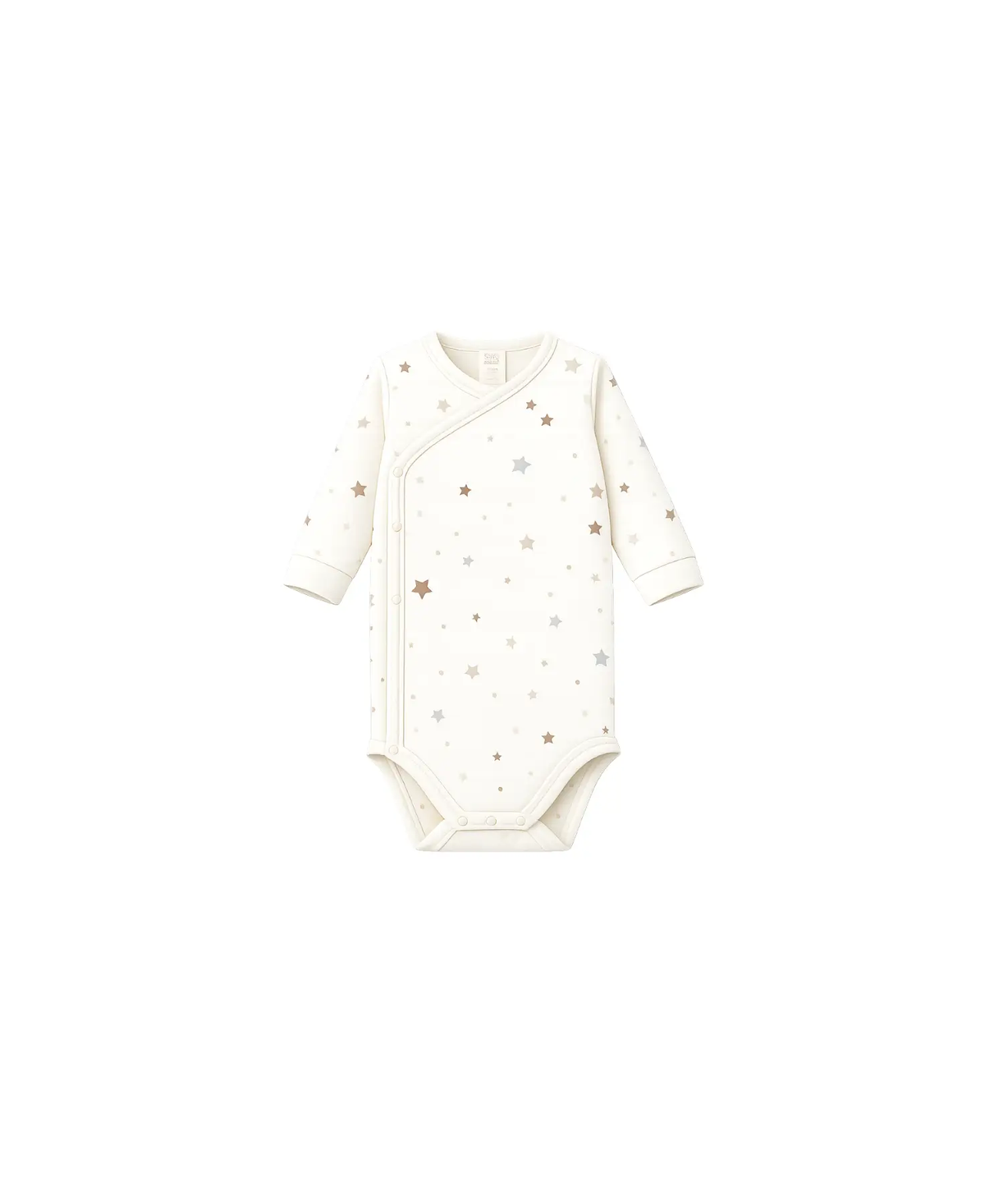 MORE THAN BABIES body / stars baby onesie by Citron Grenadine, cream with metallic star print