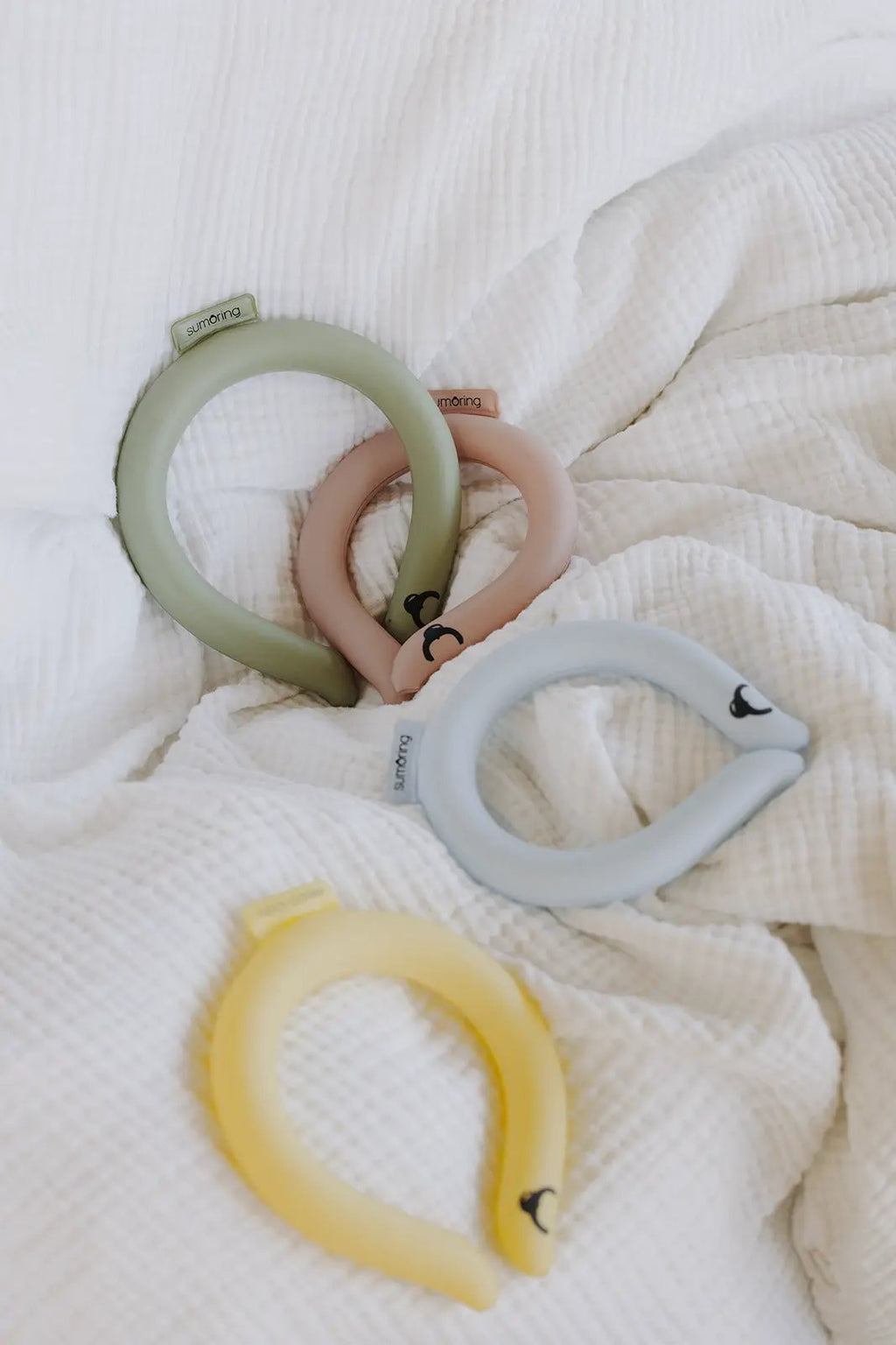 Sumoring cooling neck rings, pastel green, pink, blue and yellow - set of 4