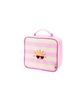 THE COTTON CLOUD sac isotherme lunch bag, pink stripes with sun featuring heart-shaped sunglasses, Citron Grenadine.