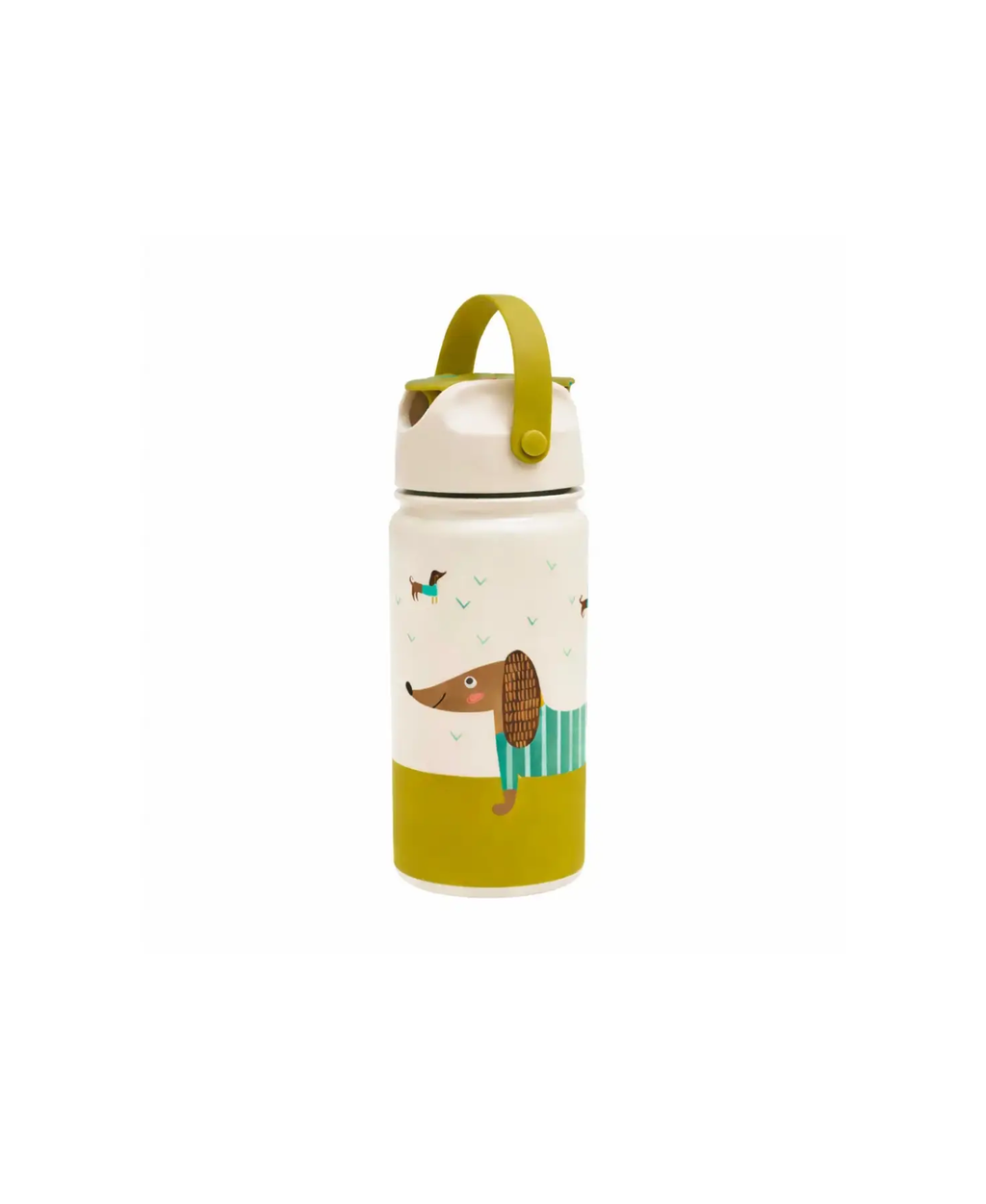Gourde isotherme 420 ml THE COTTON CLOUD de Citron Grenadine, anse olive, motif teckel